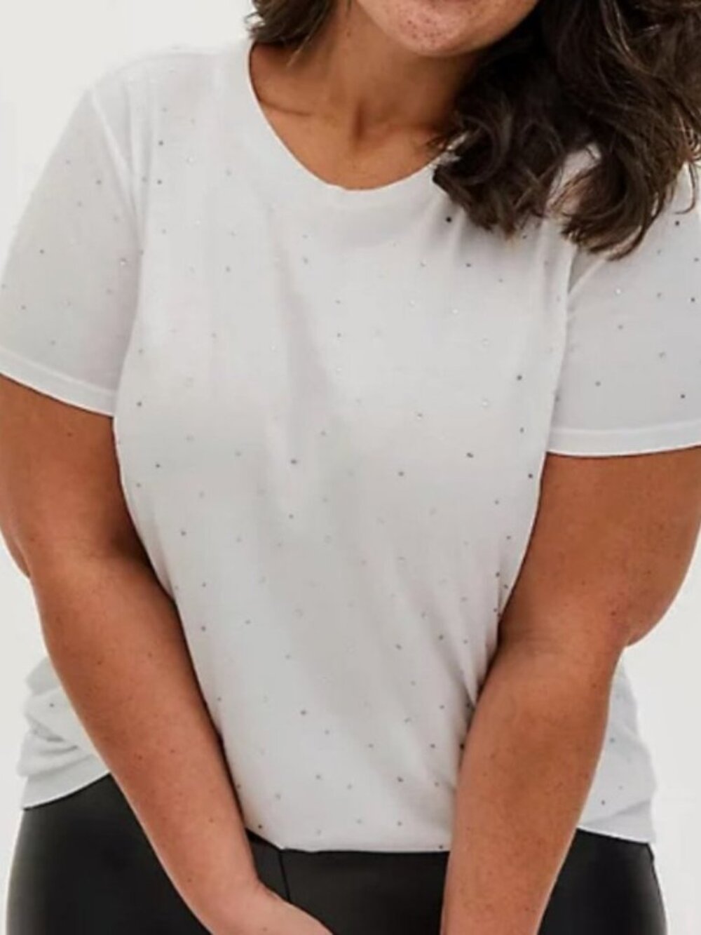 Torrid White Jersey Rhinestone Classic Shirt 4 4X 26